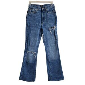 BDG Womens 26 High-Waisted Comfort Stretch Flare Jeans Blue Stretch Ankle Length